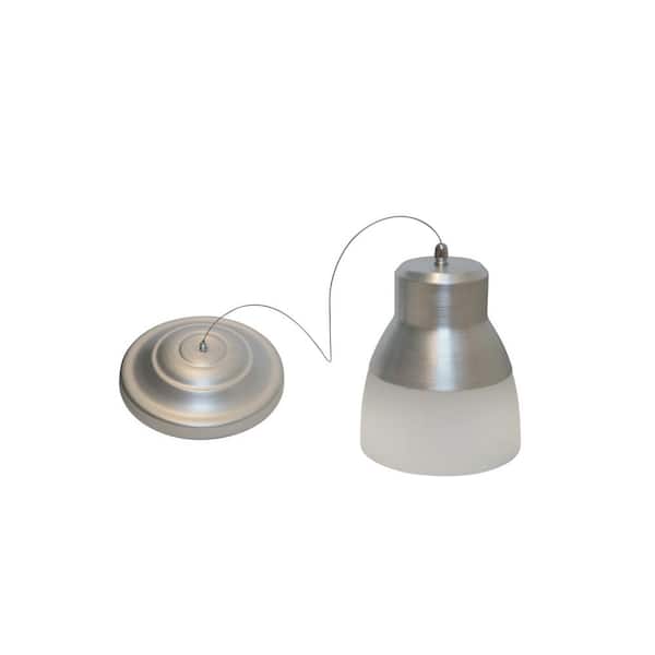 It S Exciting Lighting 24 Light Nickel 2 25 Watt Integrated Led Battery Operated Ceiling Pendant With Frosted Glass Shade Iel 5778 - Battery Operated Ceiling Lights No Wiring With Remote