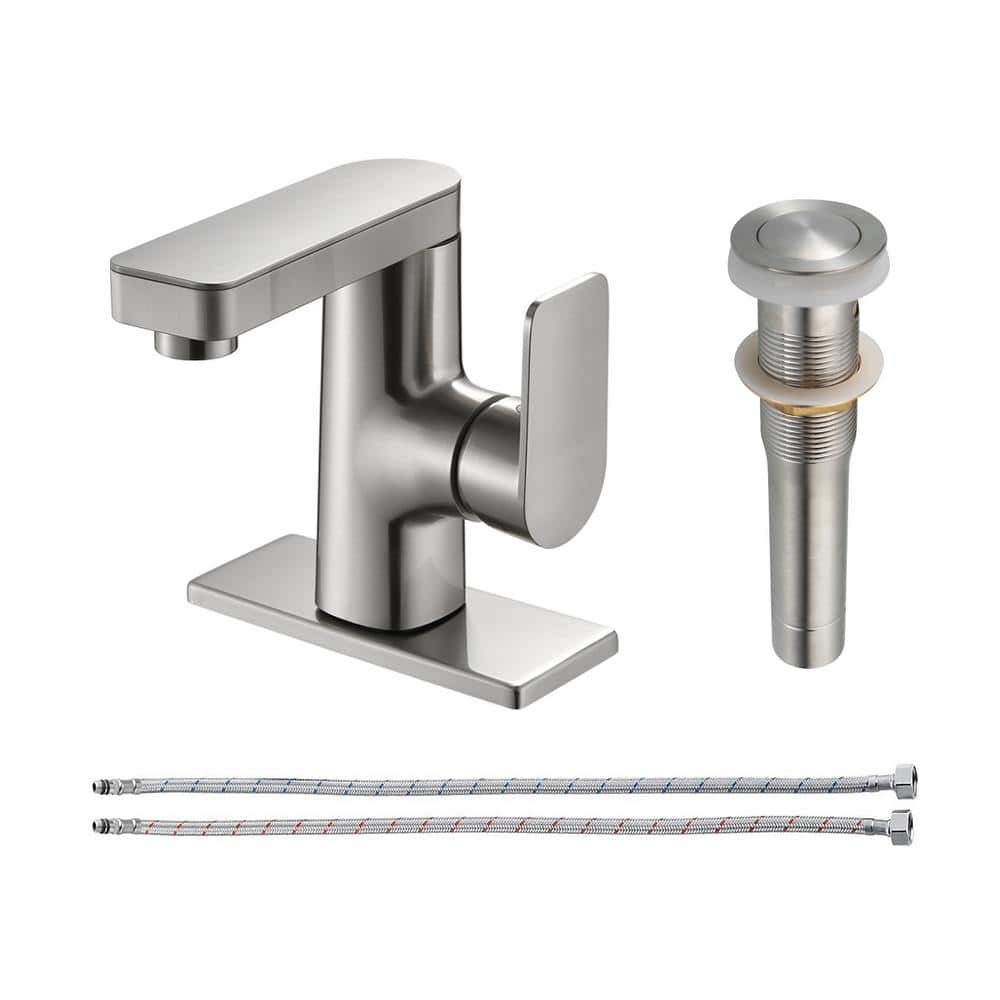 Single Handle Single Hole Low Arc Bathroom Faucet With Metal Pop Up Drain Assembly Swivel Sink Faucet in Brushed Nickel price history on PriceWatchPro