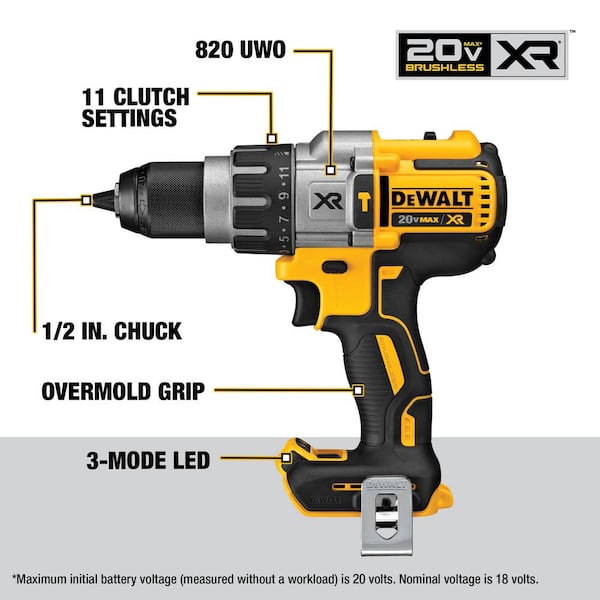 Løsne appetit 鍔 DEWALT 20V MAX XR Cordless Brushless 3-Speed 1/2 in. Hammer Drill (Tool  Only) DCD996B - The Home Depot