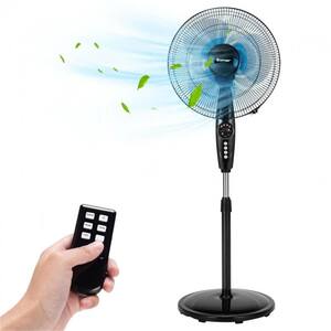 Adjustable-Height Black 16 in. Pedestal Standing Fan with Quiet Oscillating Stand Timer for Home and Office