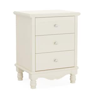 Fenley White 3-Drawer 19.68 in. W Nightstand with Storage