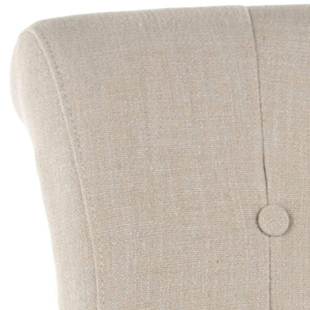 True Taupe Linen Upholstered Parsons Side Chair with Wood Legs