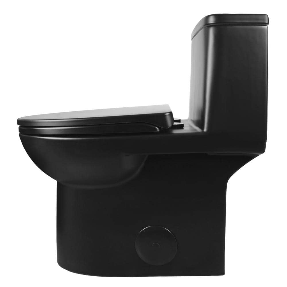 Black Elongated One-Piece High Efficiency Dual Flush Toilet