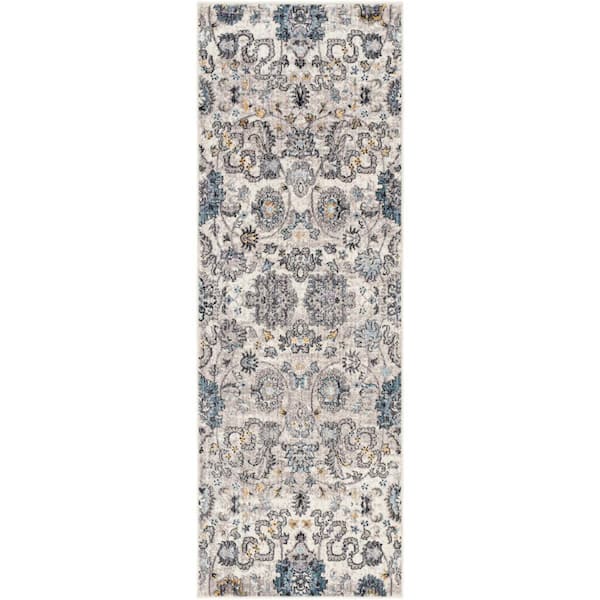 Artistic Weavers Babel Blue/Ivory Traditional 3 ft. x 7 ft. Runner Indoor Area Rug