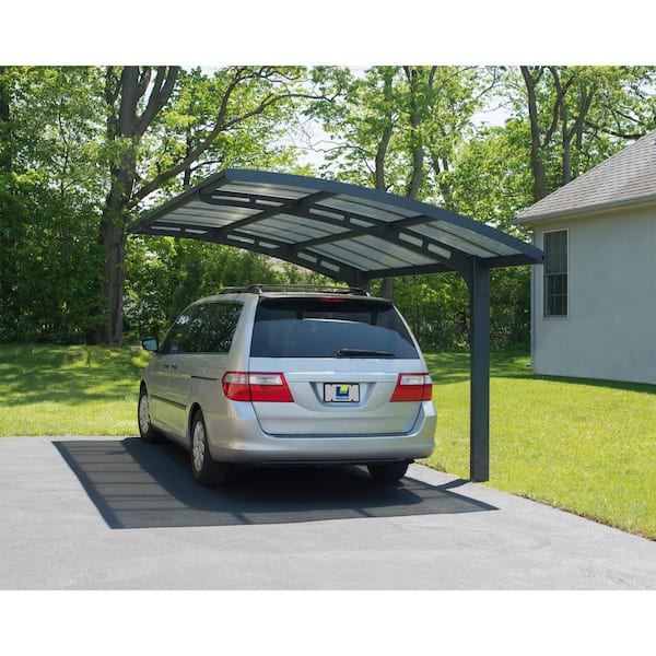 Arizona Wave 10 ft. x 16 ft. Gray Single Slope Cantilever Metal Carport with Corrugated Roof Panels