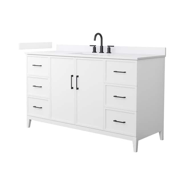 Wyndham Collection Elan 60 in. W x 22 in. D x 35 in. H Single Bath Vanity in White with White Quartz Top