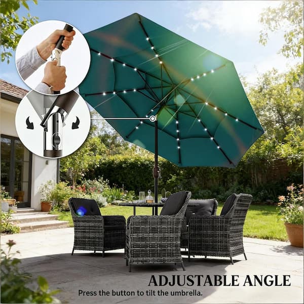 blissun patio umbrella Blissun 9' Outdoor Market Patio Umbrella with Push Button Tilt and Crank, 8  Ribs