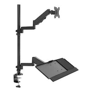 27.5 in. Rectangular Black Standing Desk Converter with Single Monitor Arm Mount and Keyboard Tray