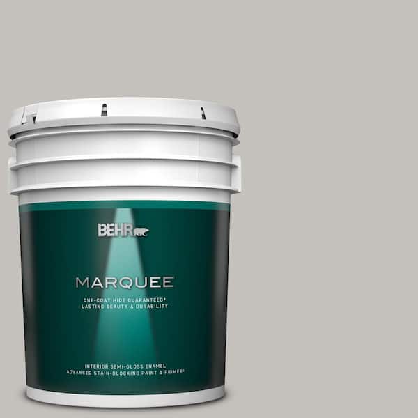BEHR MARQUEE 5 gal. #PPU18-10 Natural Gray One-Coat Hide Semi-Gloss Enamel Interior Paint & Primer
