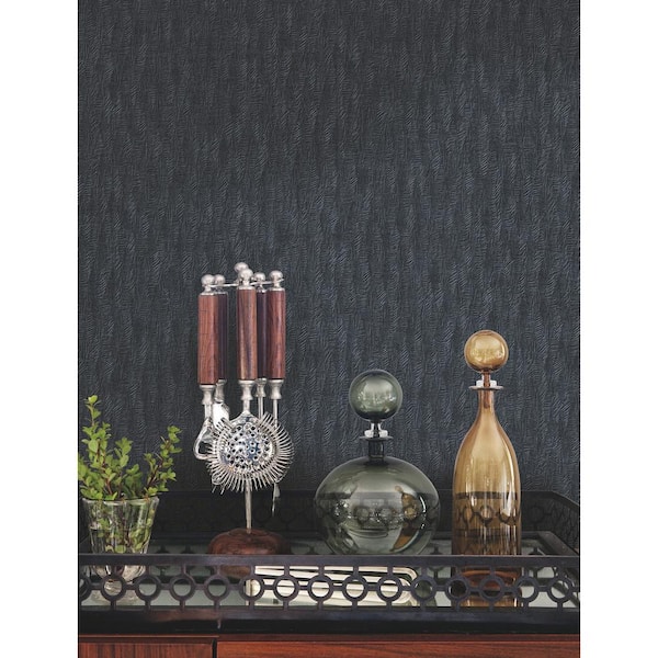 Warner Bryson Navy Feathered Texture Wallpaper Sample
