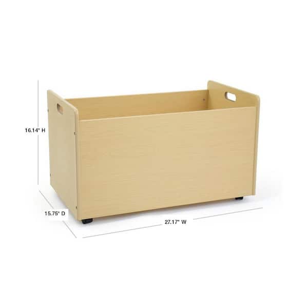 Humble Crew Rolling Natural Toy Box, Wooden Toy Storage Box On Wheels