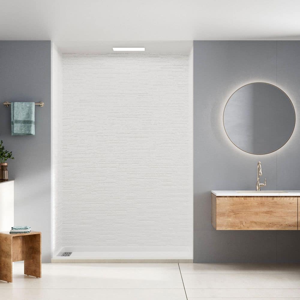 36 in. W x 60 in. L x 96 in. H 4-Pieces Alcove SMC Shower Kit with Surround and Base in Rock Pattern Left Drain price history on PriceWatchPro