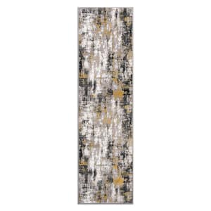 Tralee Modern Abstract Yellow 2 ft. x 7 ft. Area Rug