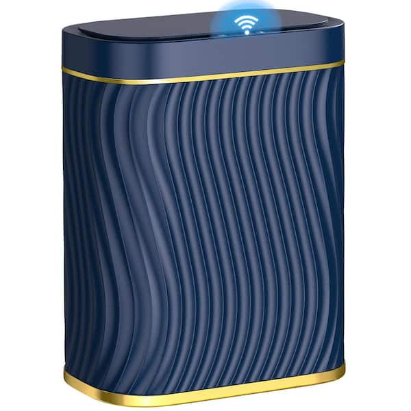 Water-Resistant Automatic Touchless Lid 2.6 Gallon Blue Indoor Recycling Bin