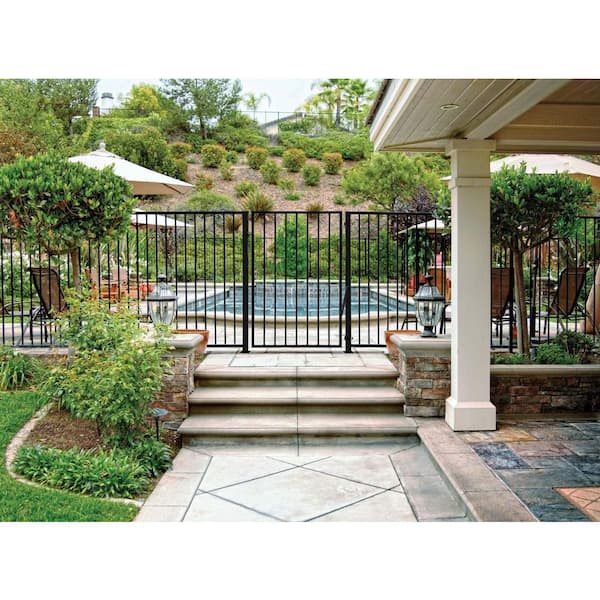 First Alert Pro Series 3 ft. H x 8 ft. W Black Galvanized Steel 2-Rail Fence Panel