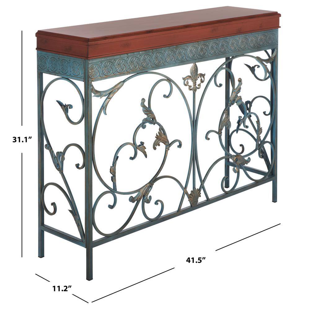 Cynthia Brown Wood and Metal Hallway Table with Storage