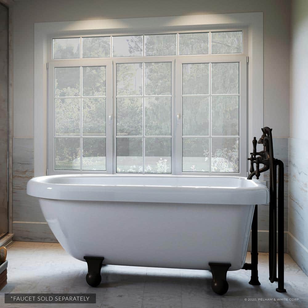 PELHAM & WHITE Highview 54 in. Acrylic Clawfoot Bathtub in White