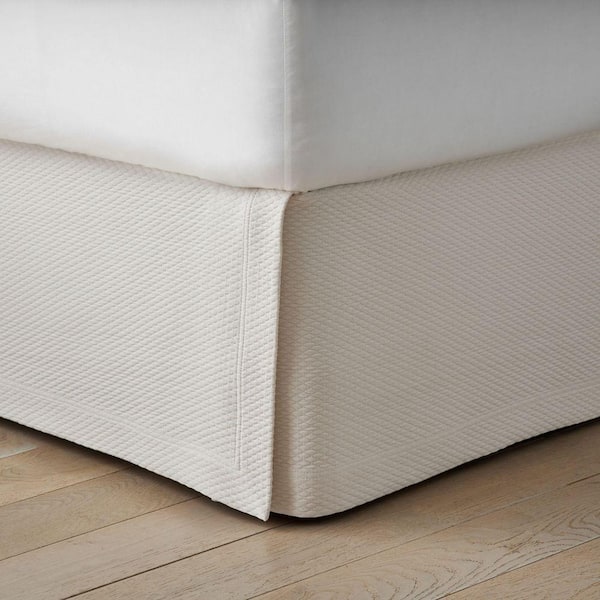 Company Cotton 14 in. Diamond Weave Ivory Queen Bed Skirt
