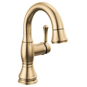 Cassidy Single-Handle Single-Hole Bathroom Faucet with Pull-Down Spout in Champagne Bronze