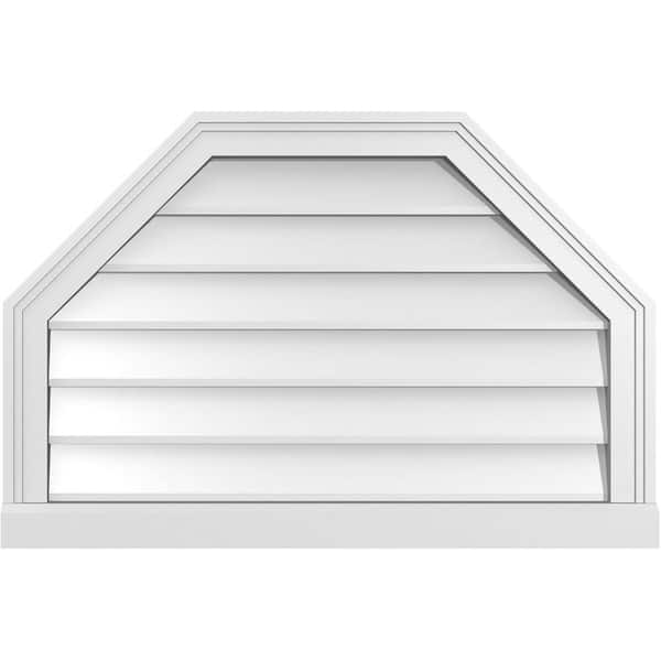 Ekena Millwork 30" x 20" Octagonal Top Surface Mount PVC Gable Vent: Non-Functional with Brickmould Sill Frame