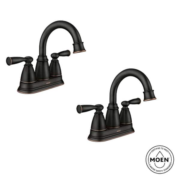 Banbury 4 in. Centerset Double Handle Bathroom Faucet in Mediterranean Bronze (2-pack)