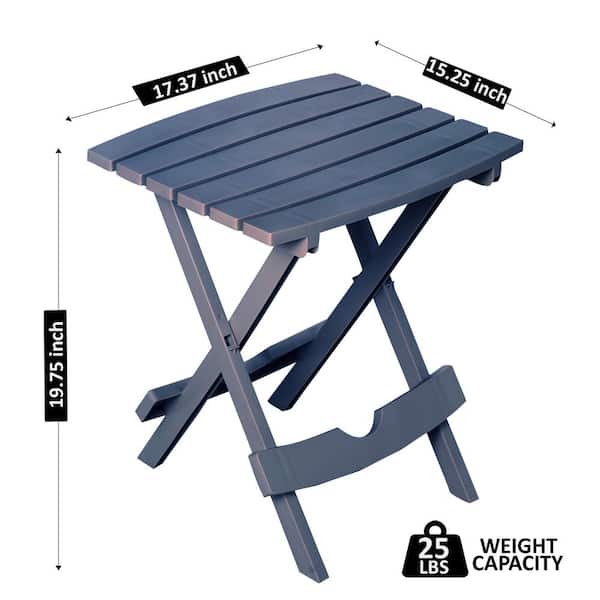 Adams Quik-Fold 20 in. Resin Bluestone Square Patio Side Table