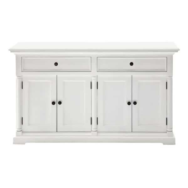 HomeRoots Amelia White Painted Buffet Solid Wood 388249 - The Home Depot