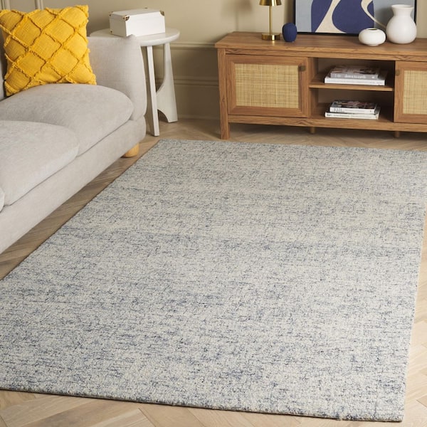 Abstract 8 ft. x 10 ft. Light Blue/Ivory Solid Color Abstract Area Rug