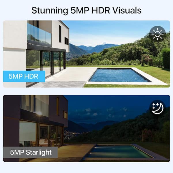 5MP Super HD 8-Channel 2TB PoE NVR Security Camera System with 4-Wired Spotlight Dome Cameras, 100 ft. Color Night