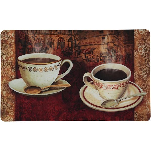 J&V TEXTILES 18 in. x 30 in. French Coffee Kitchen Cushion Floor Mat FC45 -  The Home Depot