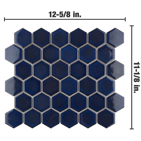 Merola Tile Metro Hex 2 in. Matte White 11-1/8 in. x 12-5/8 in. x 6 mm Porcelain Mosaic Tile (9.96 sq. ft. / case)