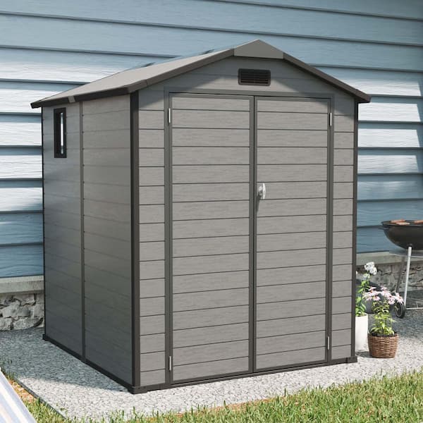 6 ft. W x 6 ft. D Resin Shed with Double Doors. Lockable with