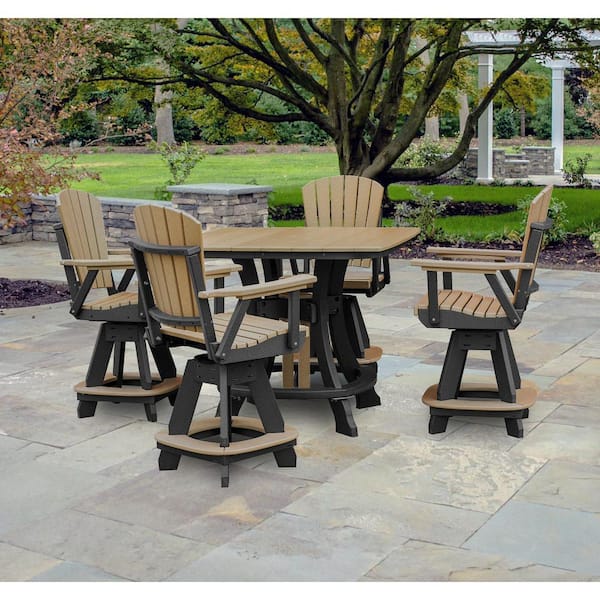 American Furniture Classics Adirondack Series Black 5 Piece Poly Resin Square Counter Height Outdoor Dining Set
