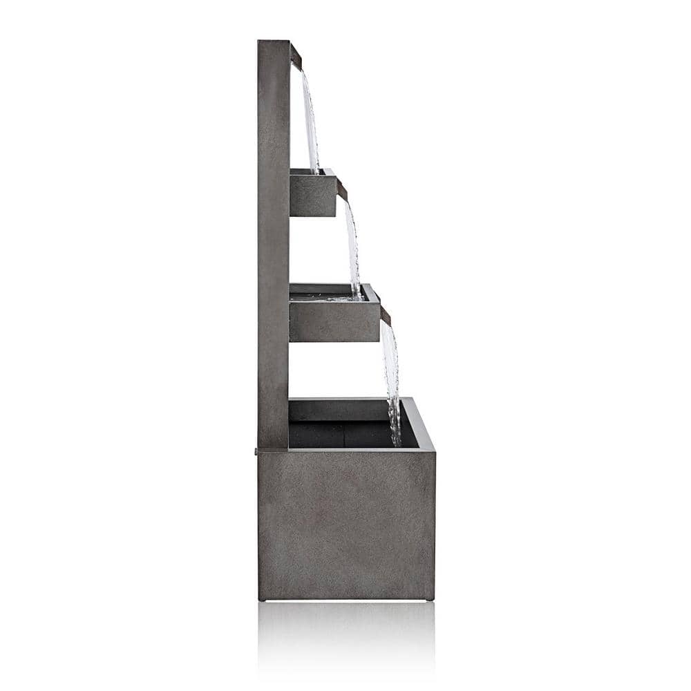Alpine 43" Zinc Industrial Tiered Waterfall Fountain