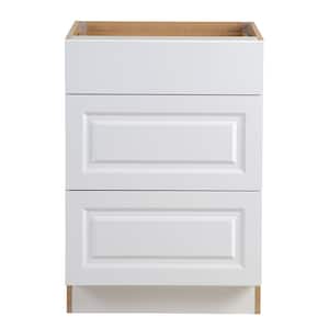 Benton Assembled 24x34.5x24.5 in. Base Cabinet with 3-Soft Close Drawers in White