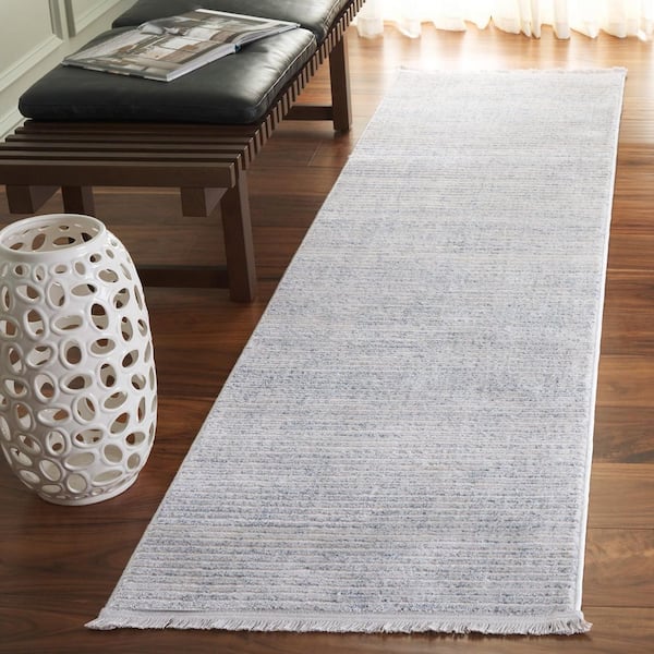 Whisper 2 ft. x 8 ft. Blue/Gray Solid Striped Runner Rug