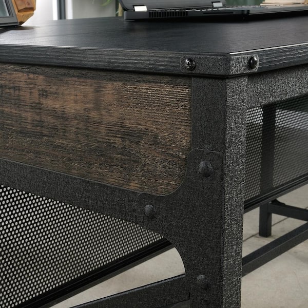 WORKSENSE Foundry Road 58.898 in. Carbon Oak Commercial Office Desk with Melamine Top and Modesty Panel 428155