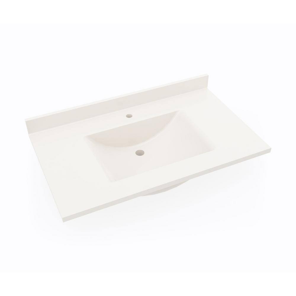 Tahiti White 37'' Swanstone Single Bathroom Vanity Top with Rectangular Sink