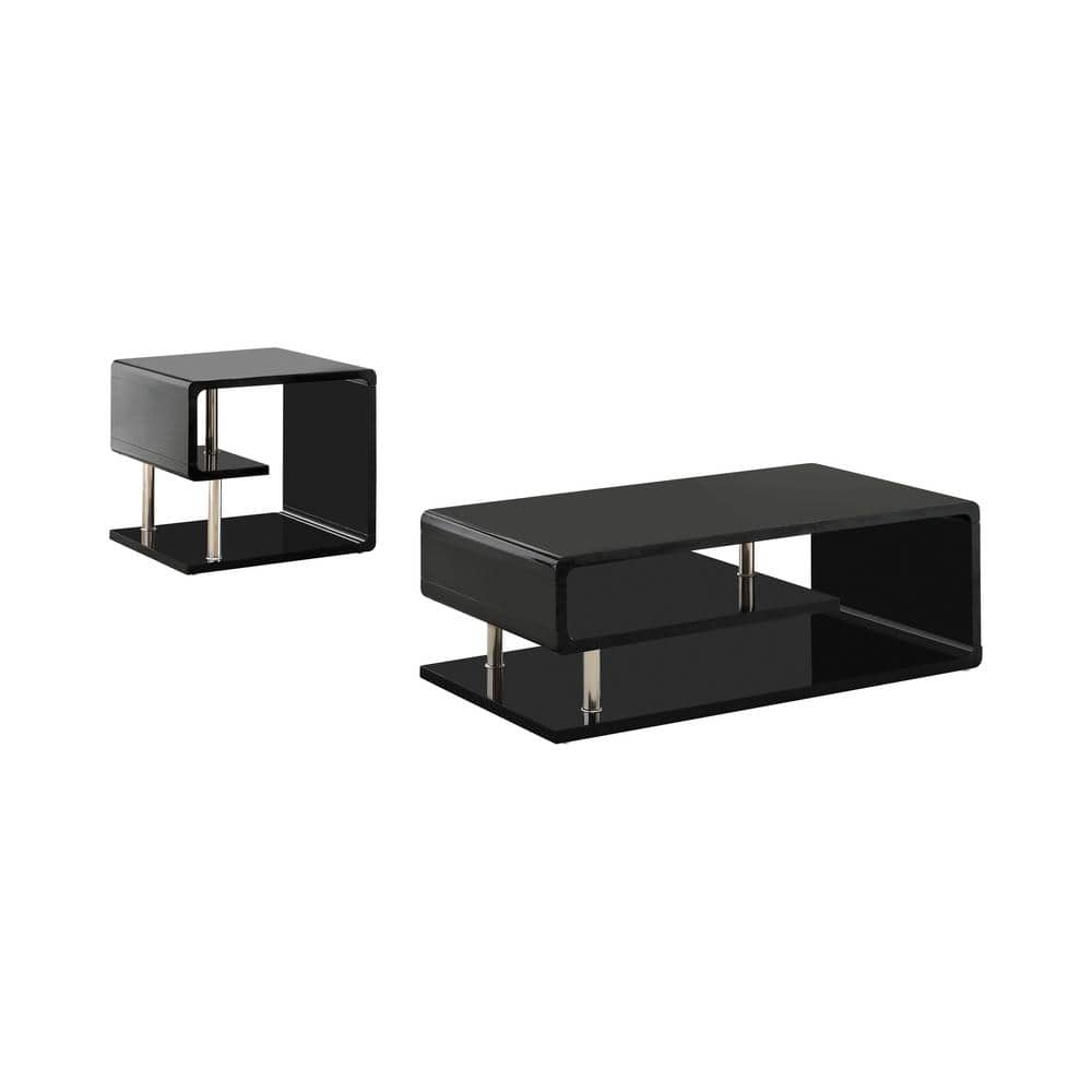 Furniture of America Farlowe 2Piece 47.25 in. Black Rectangle Wood