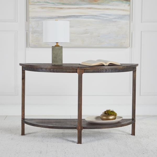 DEVON CLAIRE Grady 47 in. Dark Brown Half Moon Wood Console Table MD F22B1110 BRN