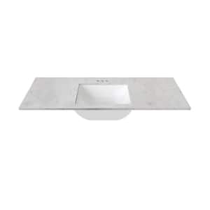 67 in. W x 22 in. D Cultured Marble Rectangular Undermount Single Basin Vanity Top in Icy Stone