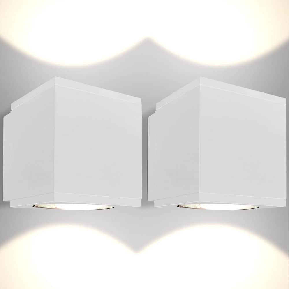 4 In. White Modern LED Up Down Wall Sconce Cube, 3CCT, 26W, 2400LM, IP65, Anti-Rust Aluminum, Wet Rated, ETL 2 Pack price history on PriceWatchPro