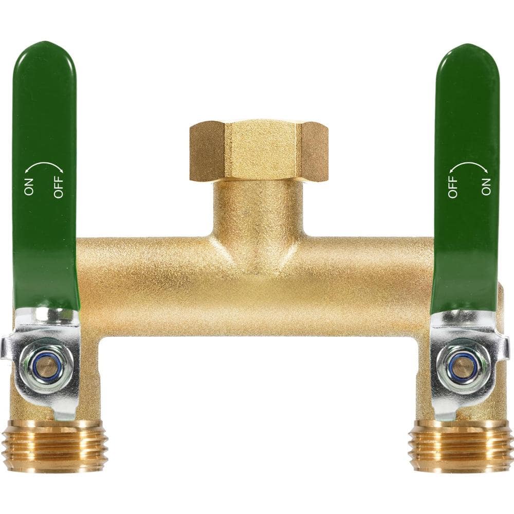"3/4"" Rust and Freeze Resistant Garden Hose Splitter with 2 Extra Long Handles-Heavy Duty Brass 2-Way Valve" price history on PriceWatchPro