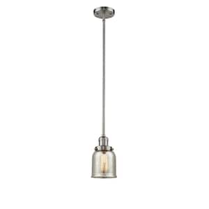 Bell 1-Light Brushed Satin Nickel Shaded Pendant Light with Silver Plated Mercury Glass Shade