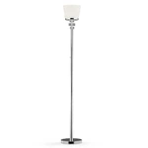 VERONA 72 in. Chrome Finish Dimmer LED Crystals Torchiere Floor Lamp