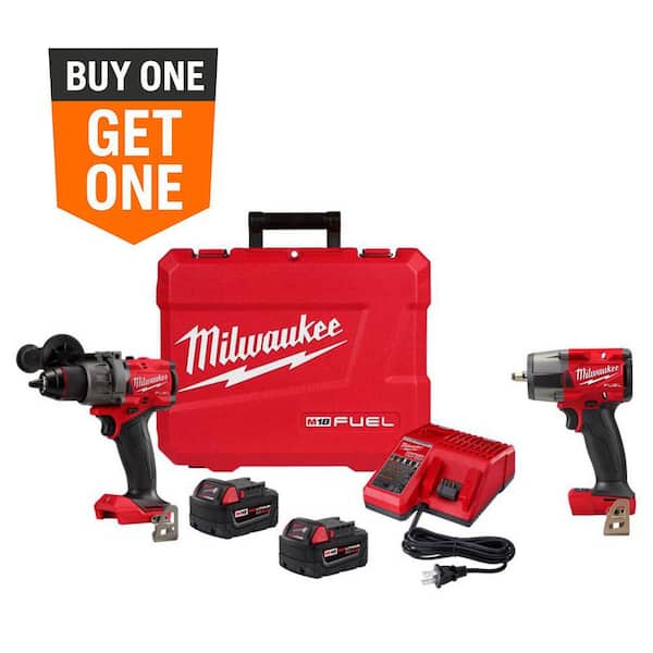 M18 FUEL 18V Lithium-Ion Brushless Cordless 1/2 in. Hammer Drill Driver Kit w/3/8 in. Mid-Torque Impact Wrench