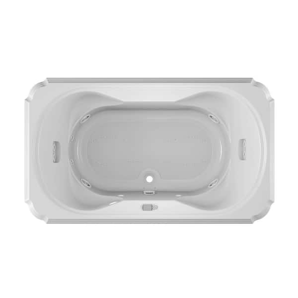 JACUZZI MARINEO SALON SPA 72 in. x 42 in. Rectangular Combination Bathtub with Center Drain in White