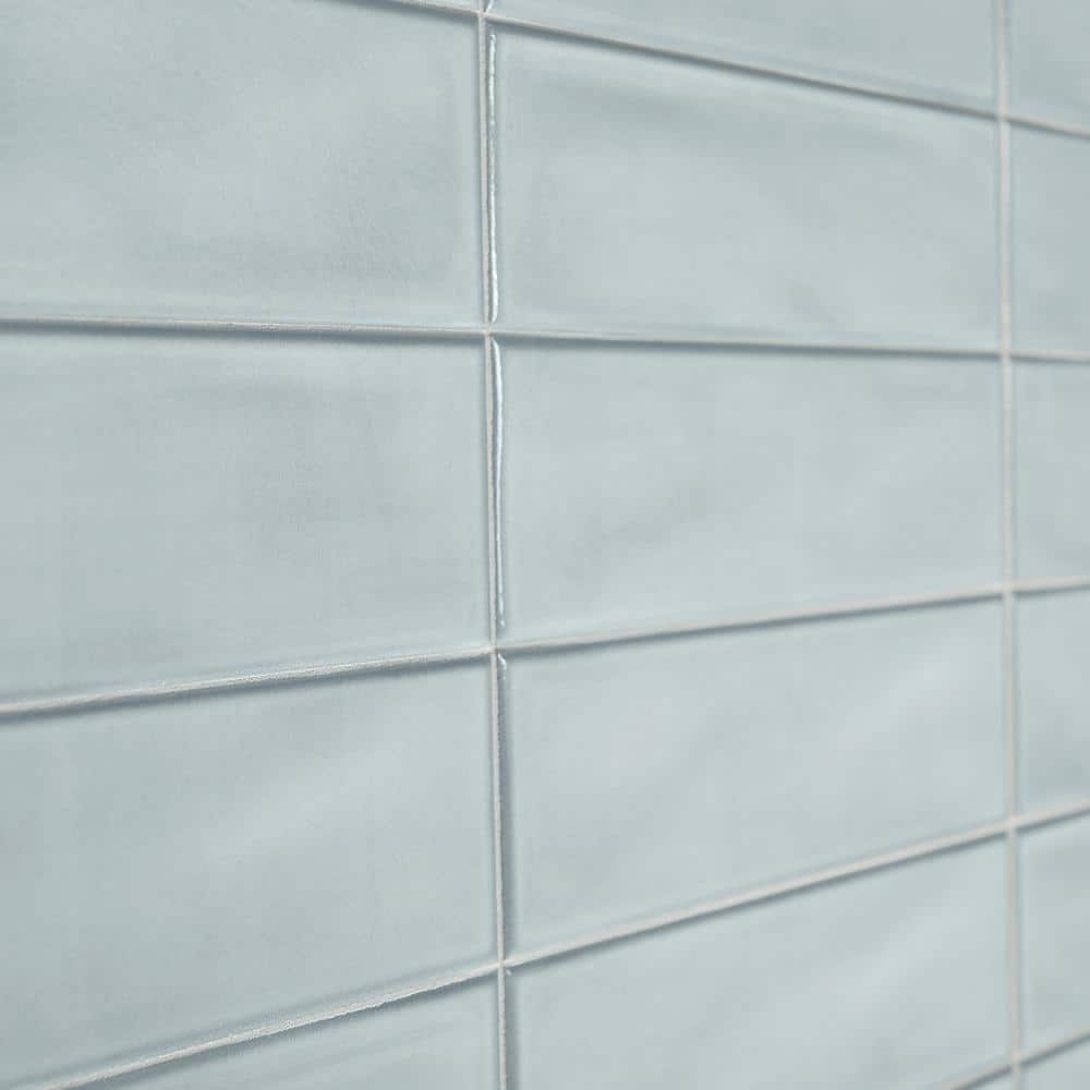 Azure Polished Porcelain Subway Wall Tile 3.93 x 15.74 in