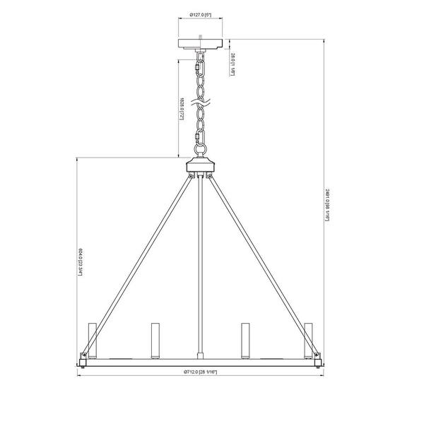 LumLight Millwyck 8-Light 28.06 in. Matte Black Plug and Play