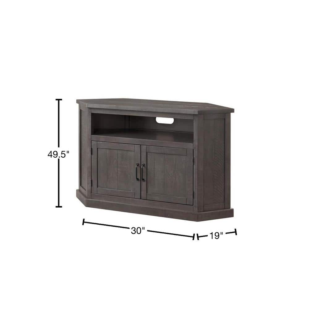 Gray 50" Solid Wood Corner TV Stand with Cabinet